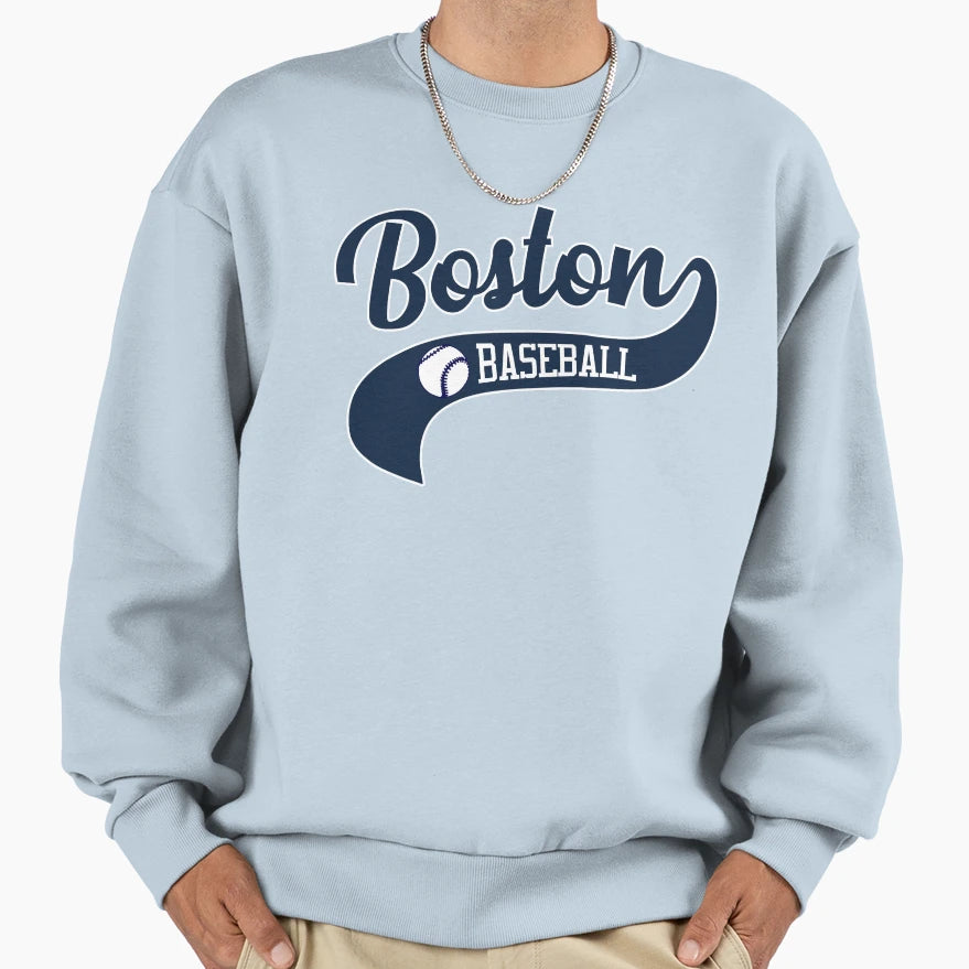 Boston Baseball Swoosh Sweatshirt - Fun Novelty Design for Adults - T-Shirt, Sweatshirt, Hoodie