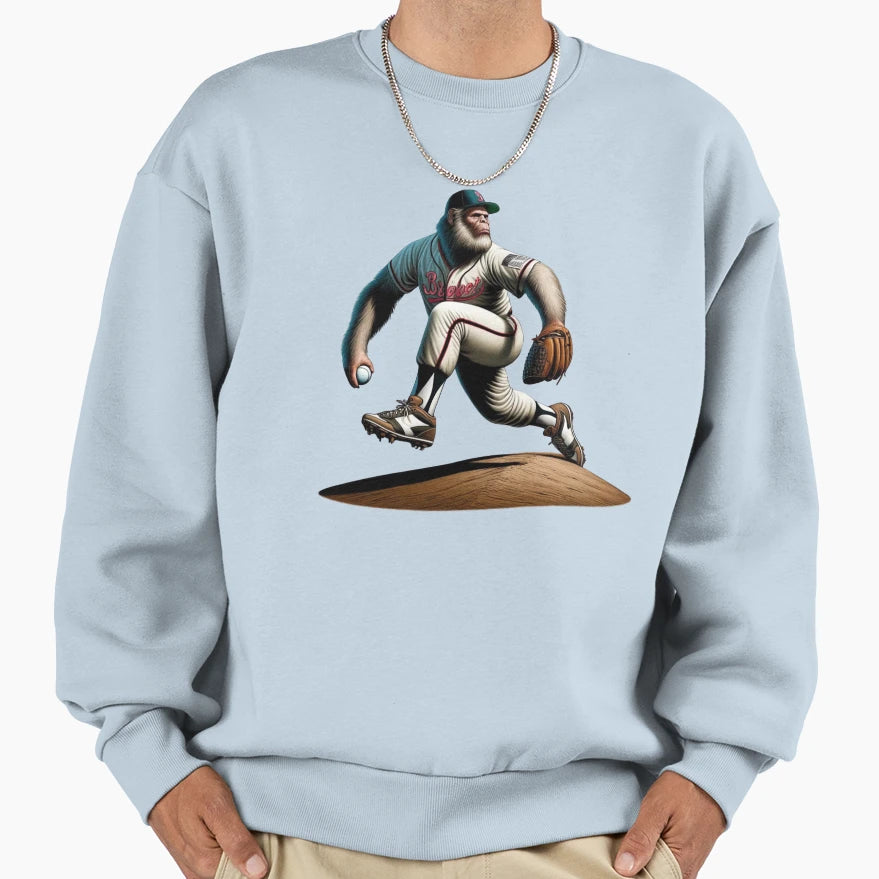 Bigfoot Baseball Pitcher Little Sweatshirt - Streetwear Style Men Women - T-Shirt, Sweatshirt, Hoodie