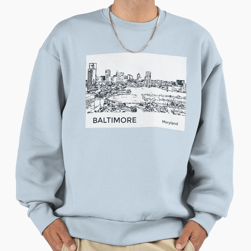Baltimore Maryland Sweatshirt - Aesthetic Graphic for Adults - T-Shirt, Sweatshirt, Hoodie