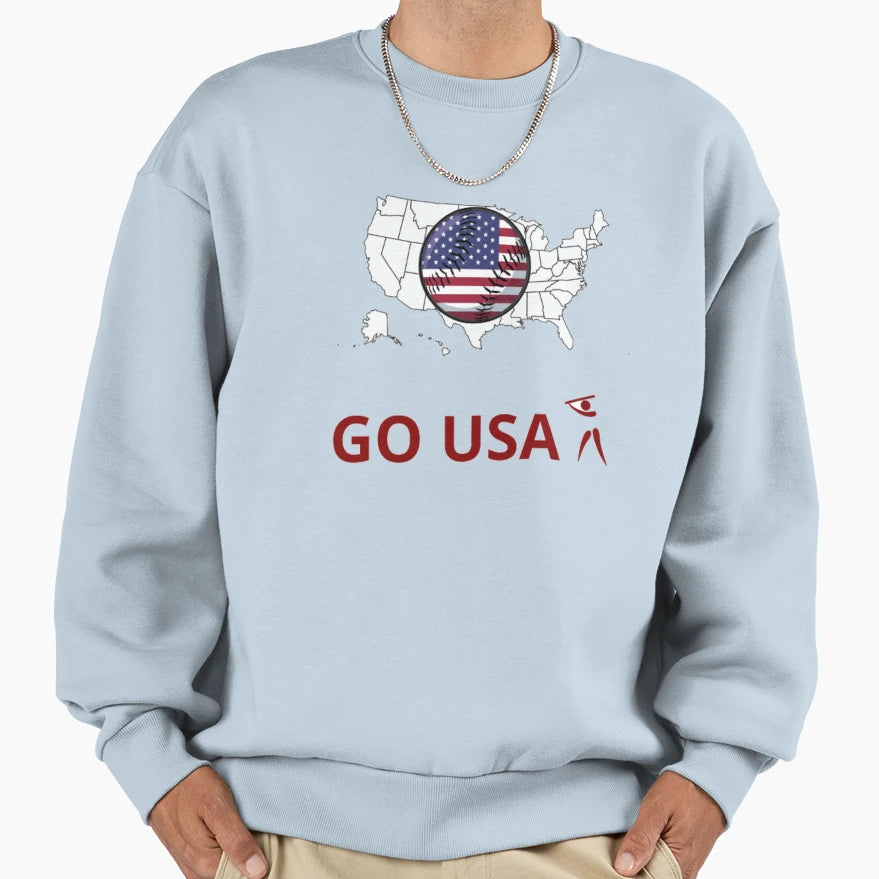 Baseball Go Usa Cheer And Sweatshirt - Casual Everyday Wear Men Women - T-Shirt, Sweatshirt, Hoodie