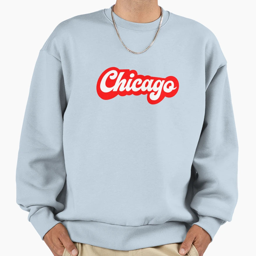 Chicago Script Sweatshirt - Casual Everyday Wear Unisex - T-Shirt, Sweatshirt, Hoodie
