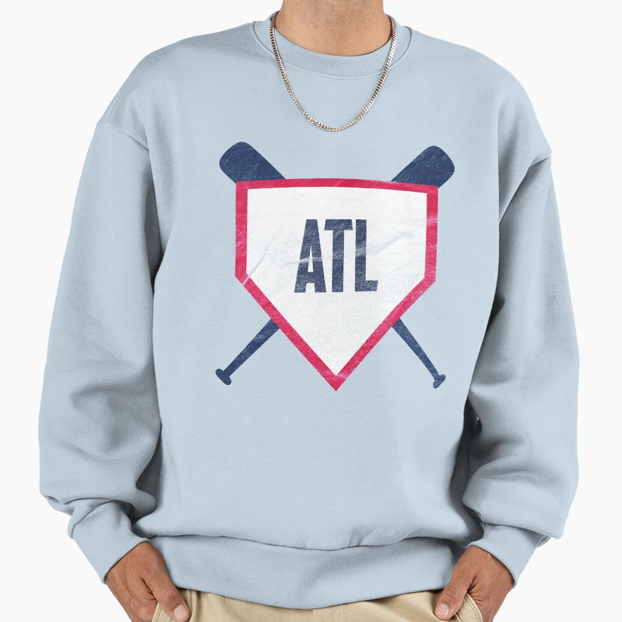 Atlanta Abbreviation Baseball Home Plate Sweatshirt - Unique Graphic Unisex - T-Shirt, Sweatshirt, Hoodie