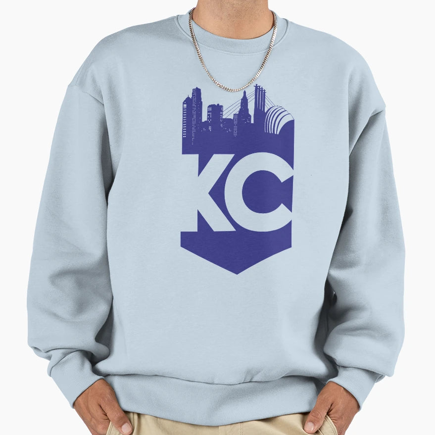 Kc Skyline Blue Sweatshirt - Unique Graphic for Adults - T-Shirt, Sweatshirt, Hoodie
