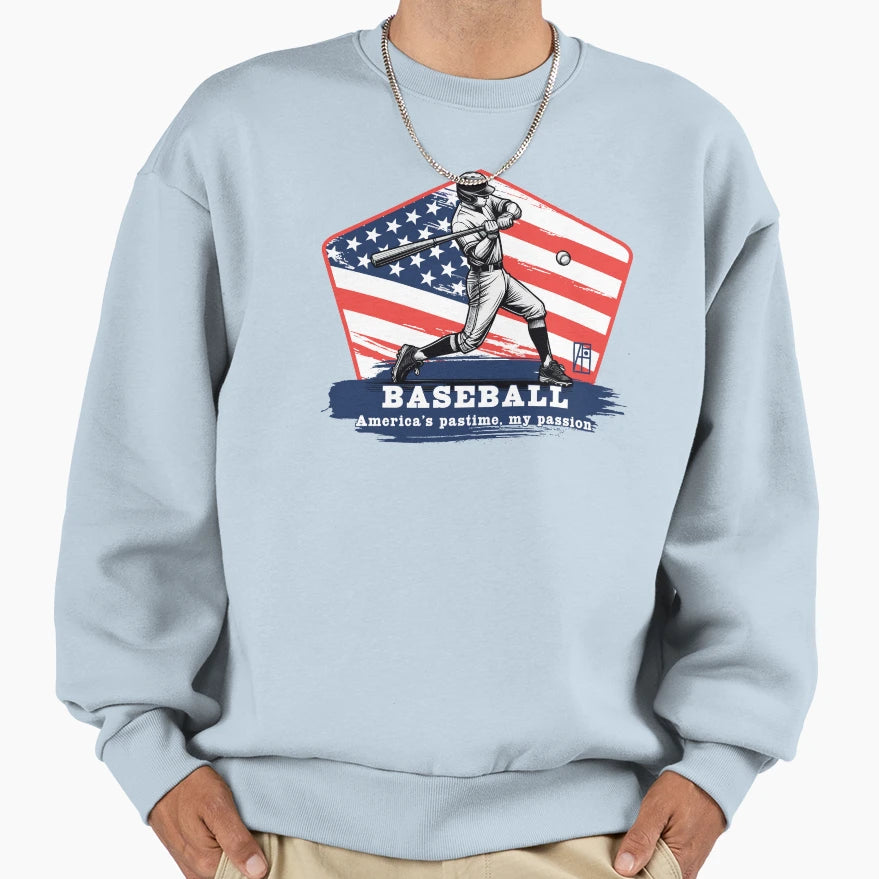 Usa American Baseball Baseball Sweatshirt - Aesthetic Graphic for Adults - T-Shirt, Sweatshirt, Hoodie