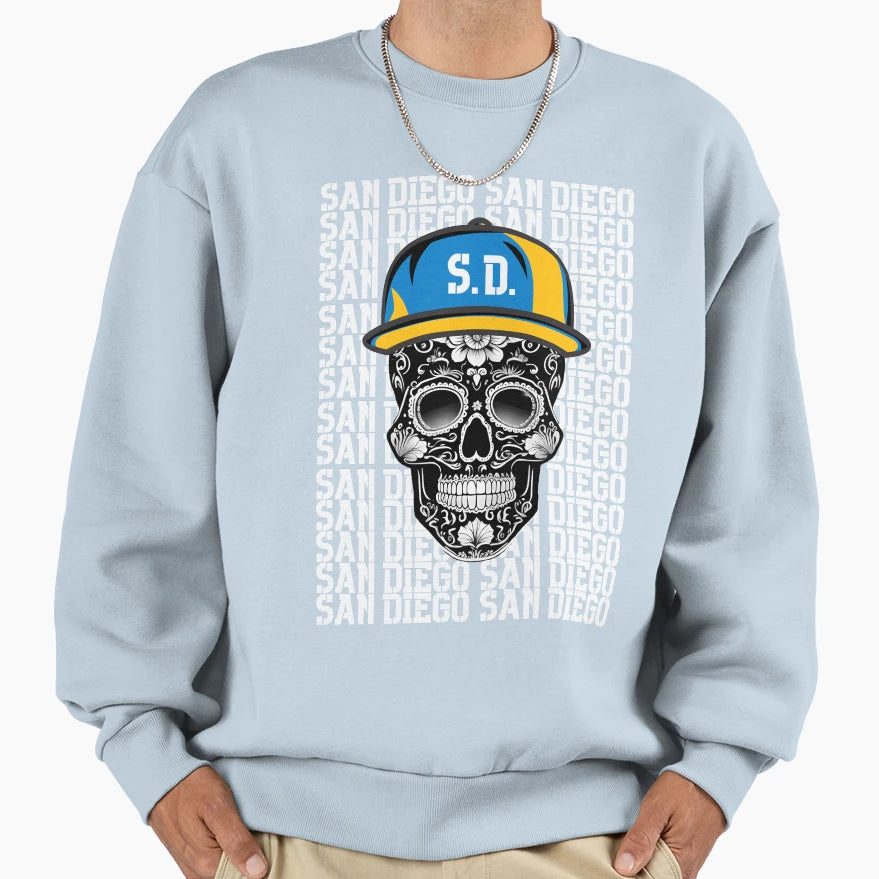 San Diego Sugar Skull Baseball Sweatshirt - Fun Novelty Design Men Women - T-Shirt, Sweatshirt, Hoodie