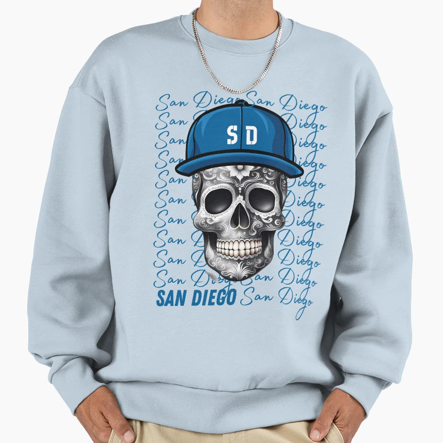 San Diego Sugar Skull Sweatshirt - Graphic Print Unisex - T-Shirt, Sweatshirt, Hoodie