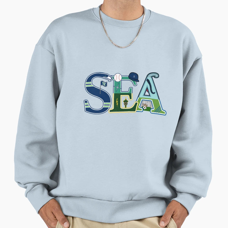 Seattle City Sports 7 Teams Sweatshirt - Graphic Print for Adults - T-Shirt, Sweatshirt, Hoodie