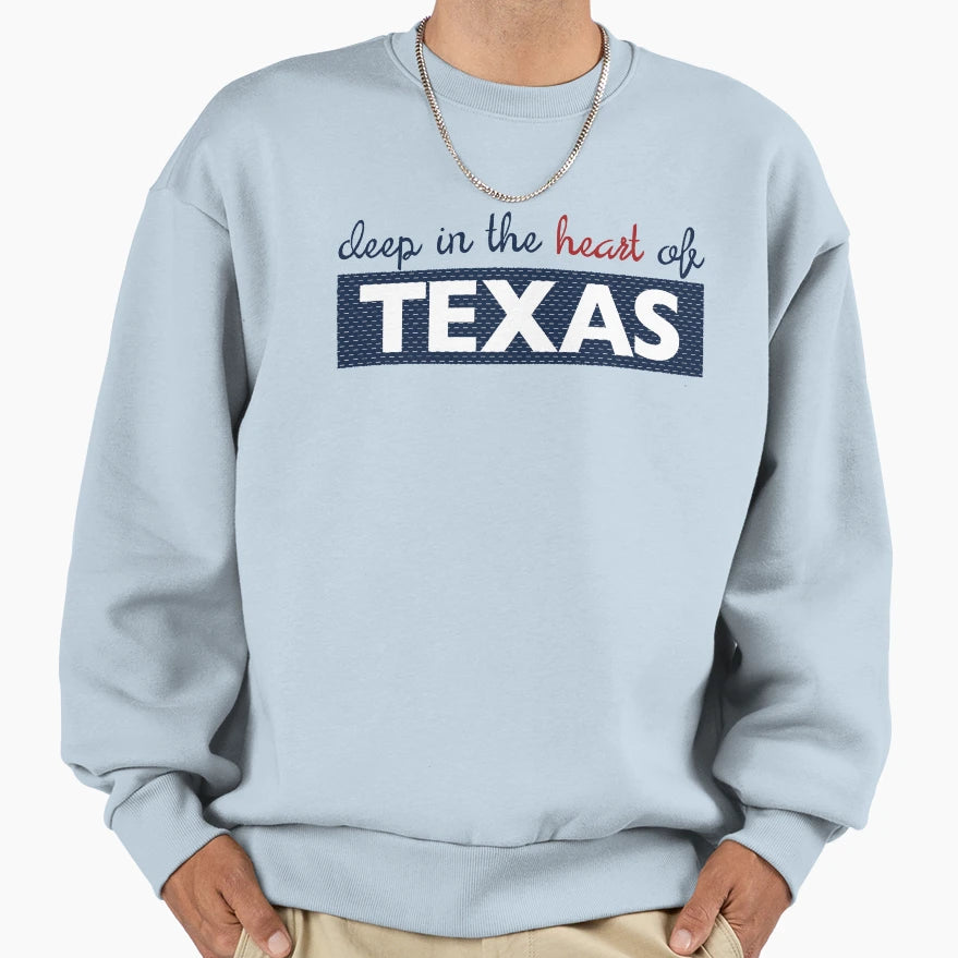 Red And Blue Deep Heart Texas Sweatshirt - Unique Graphic Unisex - T-Shirt, Sweatshirt, Hoodie