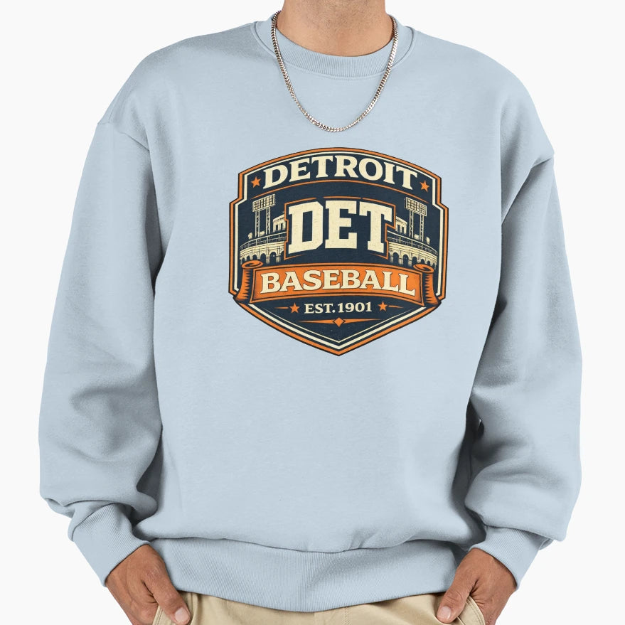 Detroit Baseball Badge Motor City Det T-Shirt - Minimalist Print Unisex - T-Shirt, Sweatshirt, Hoodie