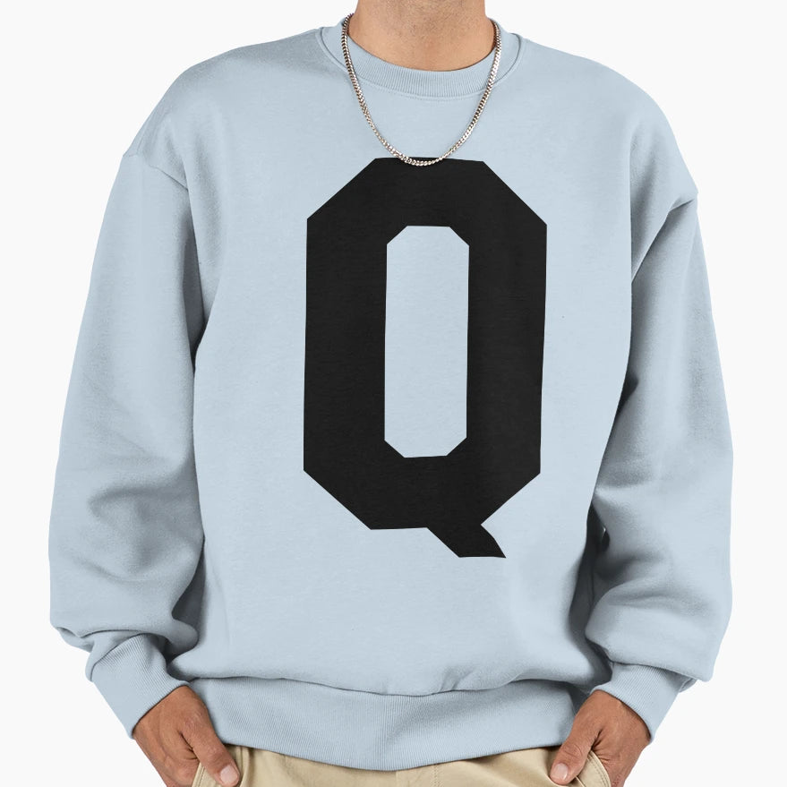 Alphabet Black Q Sports Letter Q Sweatshirt - Custom Art Print for Adults - T-Shirt, Sweatshirt, Hoodie