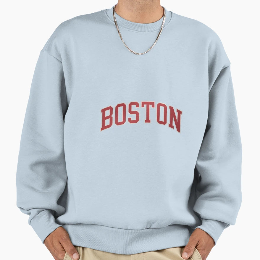Boston Ma Varsity Red Text Sweatshirt - Unique Graphic Unisex - T-Shirt, Sweatshirt, Hoodie