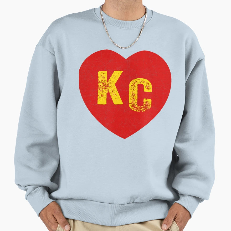 Kc Red Yellow Heart Kansas City Sweatshirt - Minimalist Print Men Women - T-Shirt, Sweatshirt, Hoodie