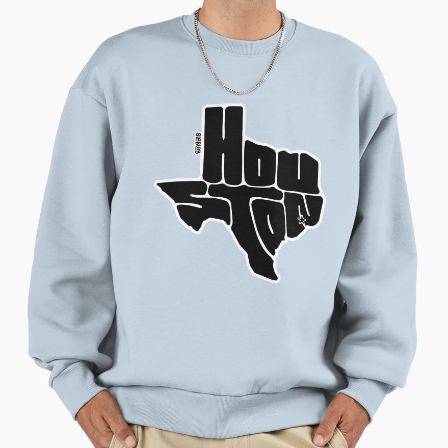 Houston Texas City Typography Black Sweatshirt - Trendy Graphic for Adults - T-Shirt, Sweatshirt, Hoodie