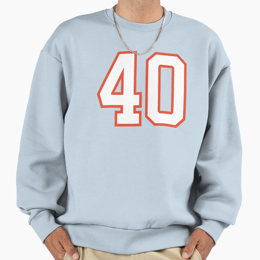 Sports Number 40 White Orange Color Sweatshirt - Trendy Graphic for Adults - T-Shirt, Sweatshirt, Hoodie