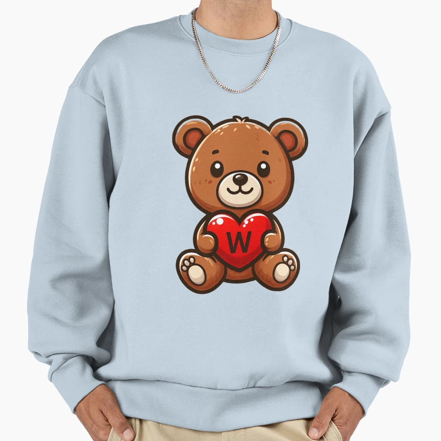 Teddy Bear Letter W Love Gift Sweatshirt - Graphic Print Unisex - T-Shirt, Sweatshirt, Hoodie