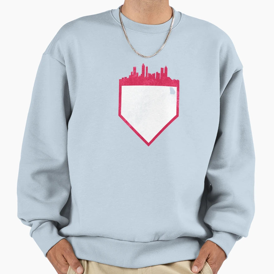 Atlanta Baseball Home Plate Skyline Sweatshirt - Unique Graphic Men Women - T-Shirt, Sweatshirt, Hoodie