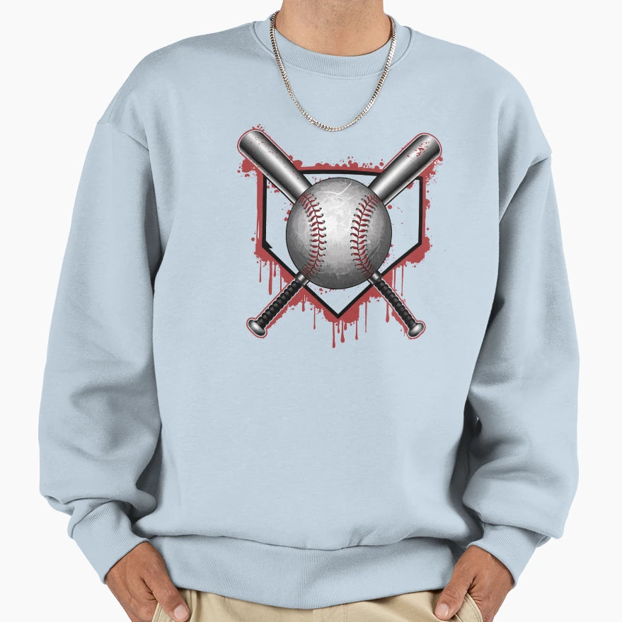 Baseball Crossbats Home Plate Sweatshirt - Fun Novelty Design Men Women - T-Shirt, Sweatshirt, Hoodie