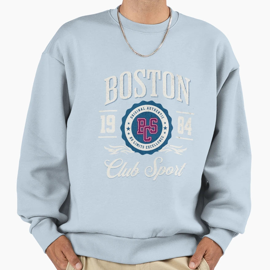 Boston Club Sport 1984 Distressed Sweatshirt - Aesthetic Graphic Unisex - T-Shirt, Sweatshirt, Hoodie