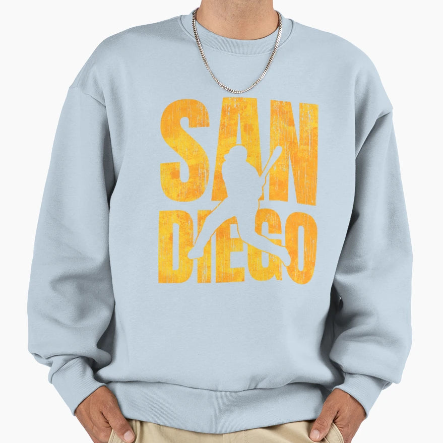 San Diego Basball Batter Sweatshirt - Novelty Apparel for Adults - T-Shirt, Sweatshirt, Hoodie