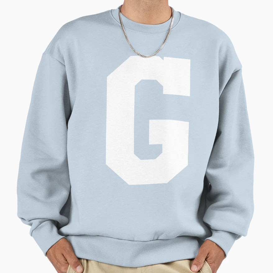 Alphabet White G Sports Letter G Sweatshirt - Trendy Graphic for Adults - T-Shirt, Sweatshirt, Hoodie