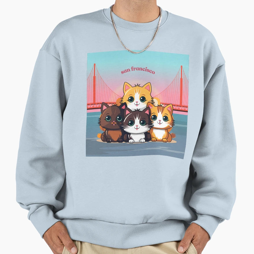 San Francisco Cats Bridge Sweatshirt - Minimalist Print Unisex - T-Shirt, Sweatshirt, Hoodie