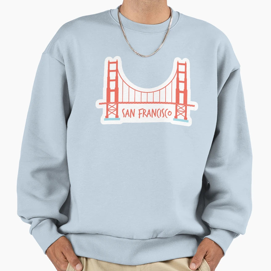 San Francisco Golden Gate Bridge Sweatshirt - Aesthetic Graphic for Adults - T-Shirt, Sweatshirt, Hoodie