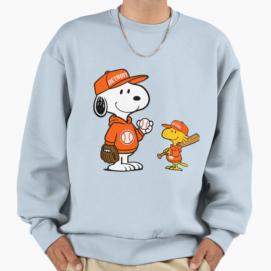Detroits Tigerss Snoopy And Woodstock Sweatshirt - Graphic Print Unisex - T-Shirt, Sweatshirt, Hoodie