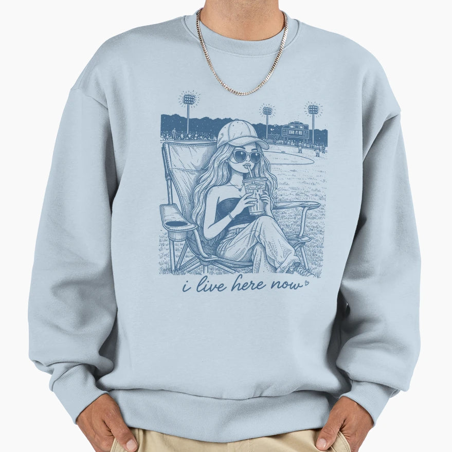 Doll Meme I Live Here Now Baseball Sweatshirt - Streetwear Style Men Women - T-Shirt, Sweatshirt, Hoodie