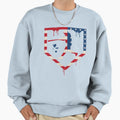 American Flag Baseball Hitter Patriot Sweatshirt - Trendy Graphic Unisex - T-Shirt, Sweatshirt, Hoodie