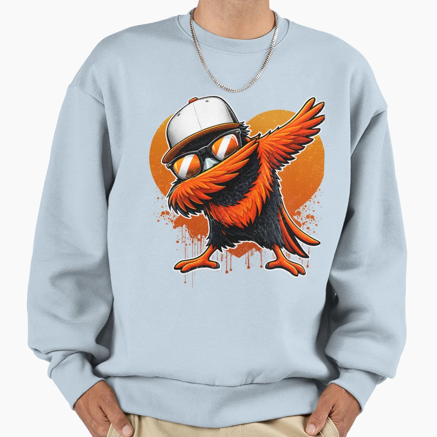 Dabbing Oriole Bird Watcher Sweatshirt - Aesthetic Graphic for Adults - T-Shirt, Sweatshirt, Hoodie