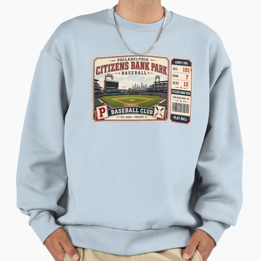 Philadelphia Citizens Bank Park Ticket Sweatshirt - Novelty Apparel Unisex - T-Shirt, Sweatshirt, Hoodie
