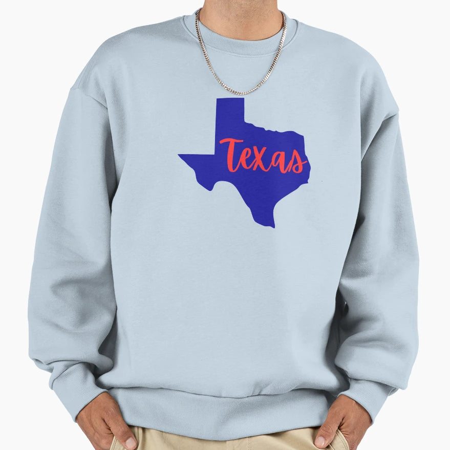 Texas State Silhouette Script Text Sweatshirt - Graphic Print for Adults - T-Shirt, Sweatshirt, Hoodie