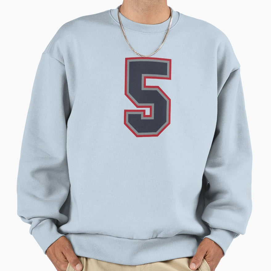 5 Navy Grey Red Sports Number Sweatshirt - Aesthetic Graphic for Adults - T-Shirt, Sweatshirt, Hoodie