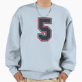 5 Navy Grey Red Sports Number Sweatshirt - Aesthetic Graphic for Adults - T-Shirt, Sweatshirt, Hoodie