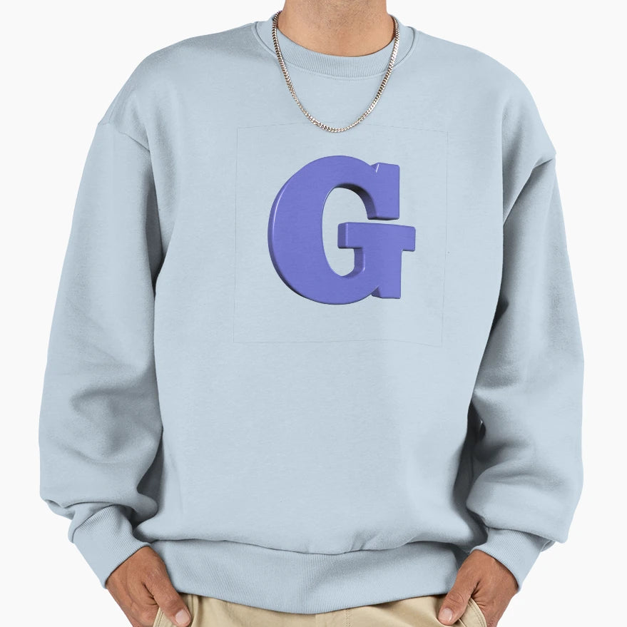 Letter G Dimensional Lavender Black Sweatshirt - Unique Graphic for Adults - T-Shirt, Sweatshirt, Hoodie