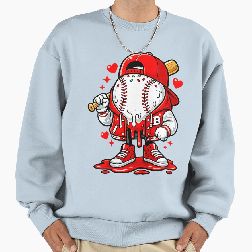 Baseball Drip Ice Cream Valentine Sweatshirt - Streetwear Style Unisex - T-Shirt, Sweatshirt, Hoodie