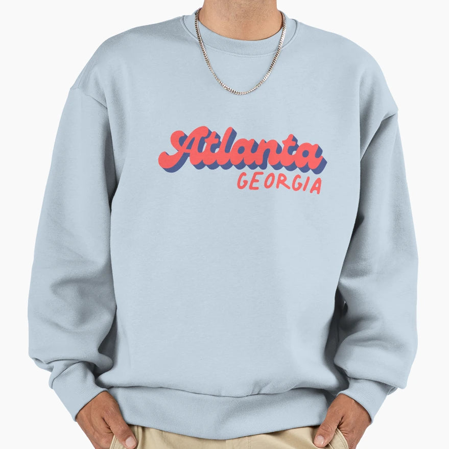 Atlanta Georgia Travel Script Sweatshirt - Fun Novelty Design Men Women - T-Shirt, Sweatshirt, Hoodie