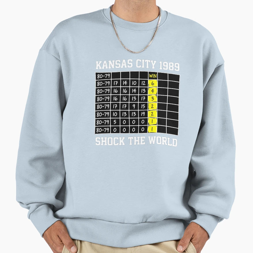 1989 Championship Stat Sheet Sweatshirt - Novelty Apparel for Adults - T-Shirt, Sweatshirt, Hoodie
