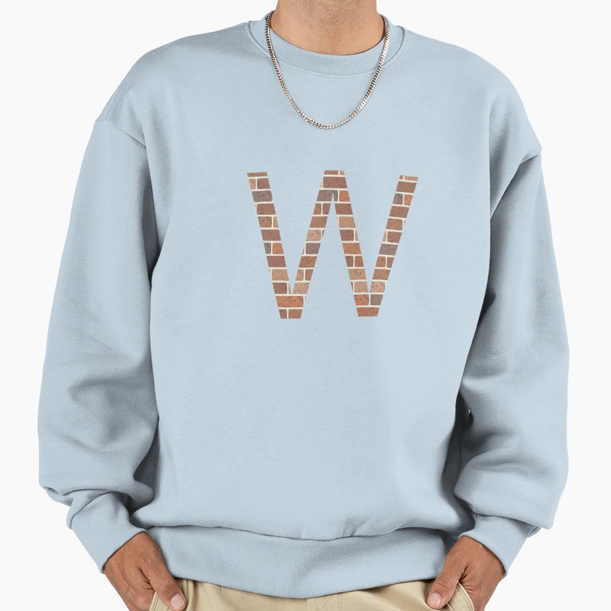 Brick Wall W Letter Sweatshirt - Aesthetic Graphic Unisex - T-Shirt, Sweatshirt, Hoodie