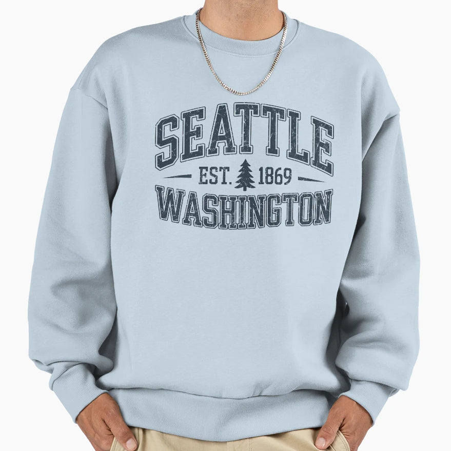Seattle Washington Typography Sweatshirt - Unique Graphic for Adults - T-Shirt, Sweatshirt, Hoodie