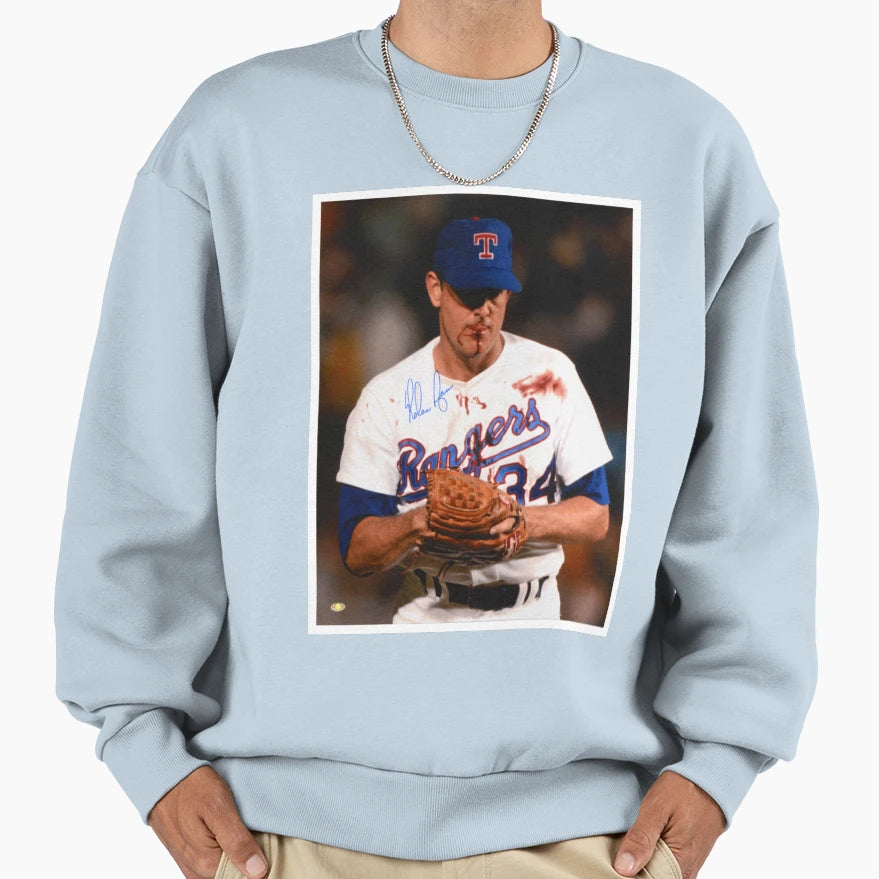 Nolan Ryan Blood Sweatshirt - Aesthetic Graphic Unisex - T-Shirt, Sweatshirt, Hoodie