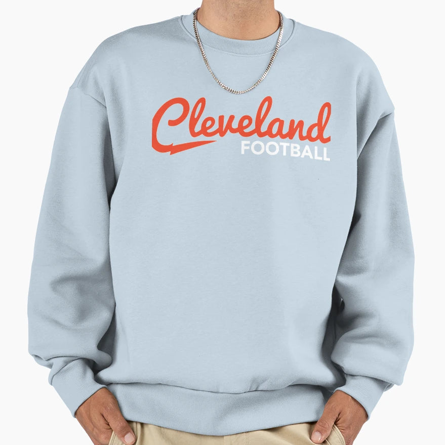 Cleveland Football Script Orange Sweatshirt - Trendy Graphic for Adults - T-Shirt, Sweatshirt, Hoodie