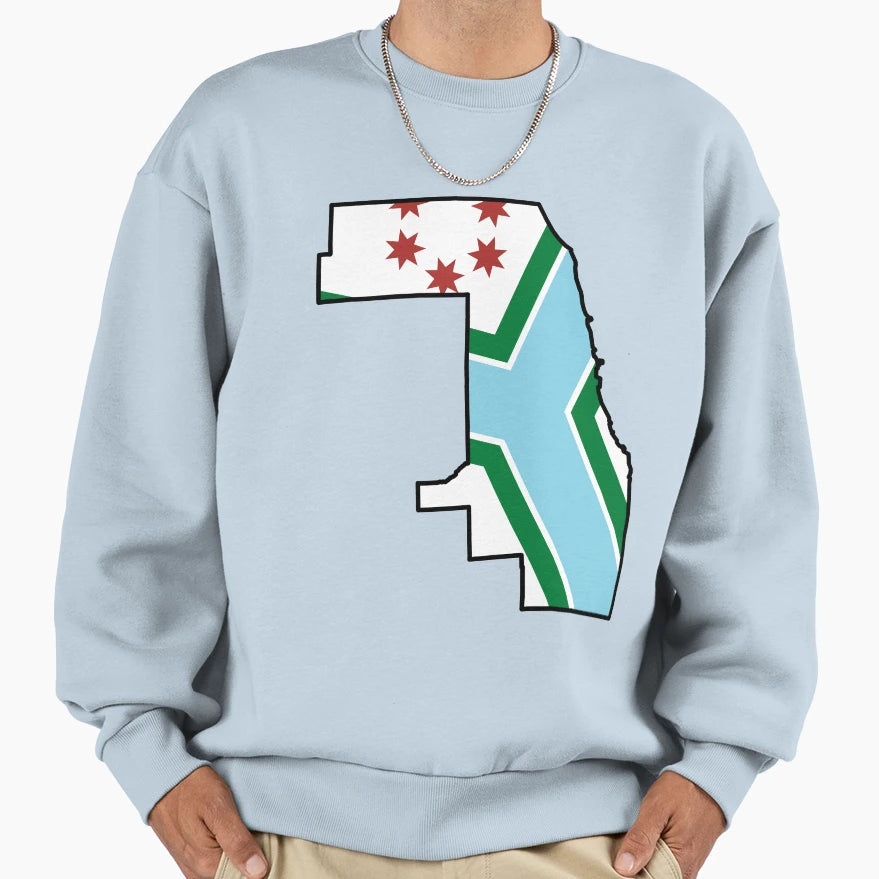 Cook County Flag Map Sweatshirt - Minimalist Print Men Women - T-Shirt, Sweatshirt, Hoodie