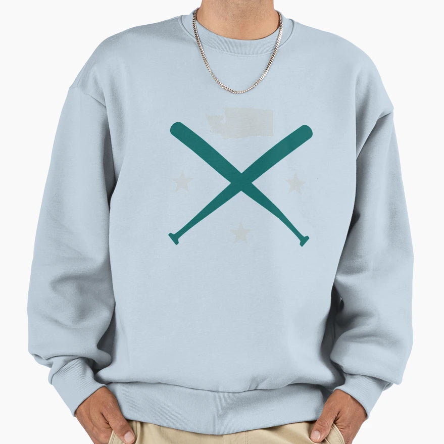Seattle Baseball Stars Washington Map Sweatshirt - Graphic Print Unisex - T-Shirt, Sweatshirt, Hoodie
