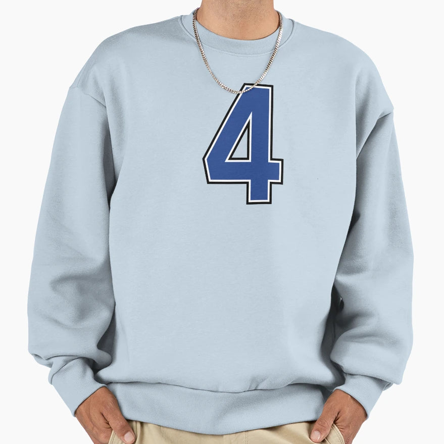 Blue Number 4 Lucky Sports Jersey Sweatshirt - Minimalist Print Men Women - T-Shirt, Sweatshirt, Hoodie