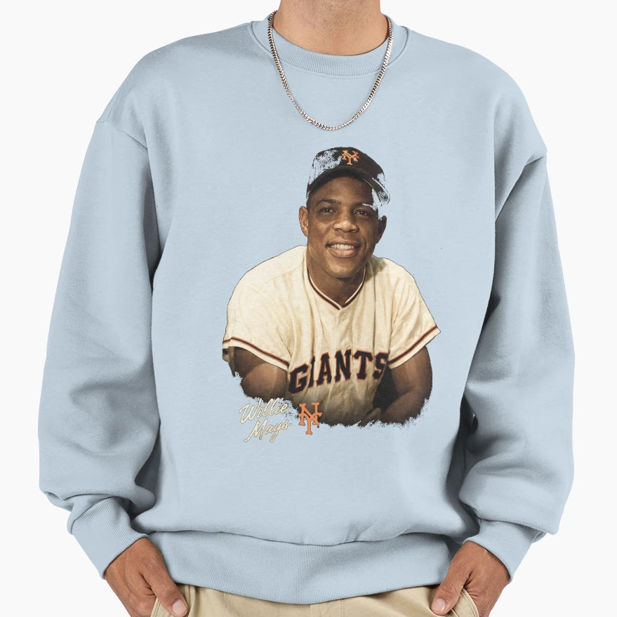 Willie Mays Giants Portrait Art Sweatshirt - Unique Graphic Unisex - T-Shirt, Sweatshirt, Hoodie