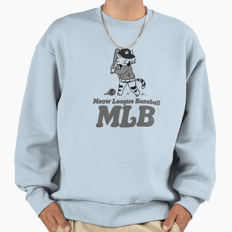 Meow League Basseball Mlb Cat Sweatshirt - Fun Novelty Design Unisex - T-Shirt, Sweatshirt, Hoodie