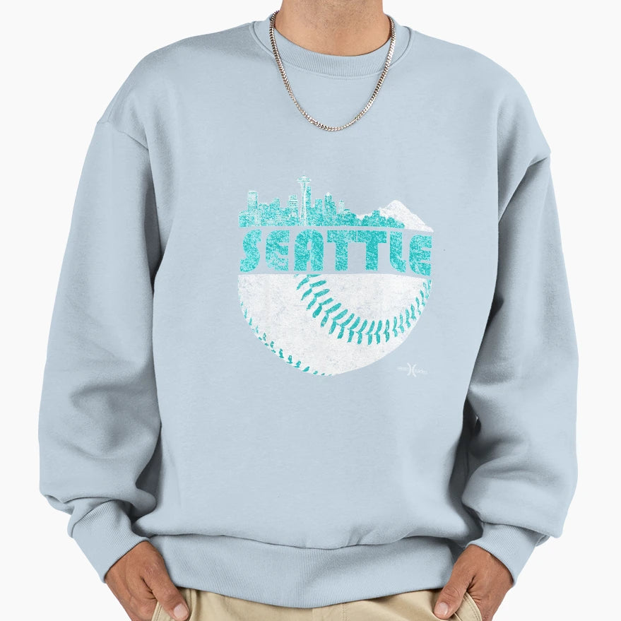 Seattle Baseball Skyline Sweatshirt - Trendy Graphic for Adults - T-Shirt, Sweatshirt, Hoodie
