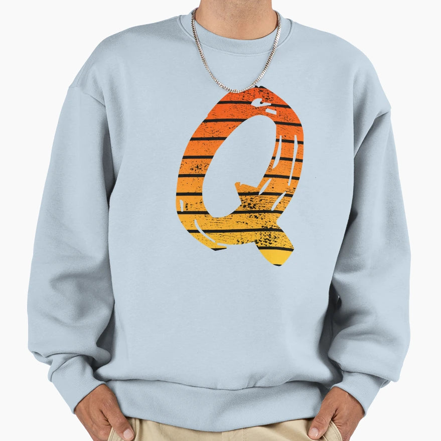 Letter Q Initials Sweatshirt - Unique Graphic Men Women - T-Shirt, Sweatshirt, Hoodie