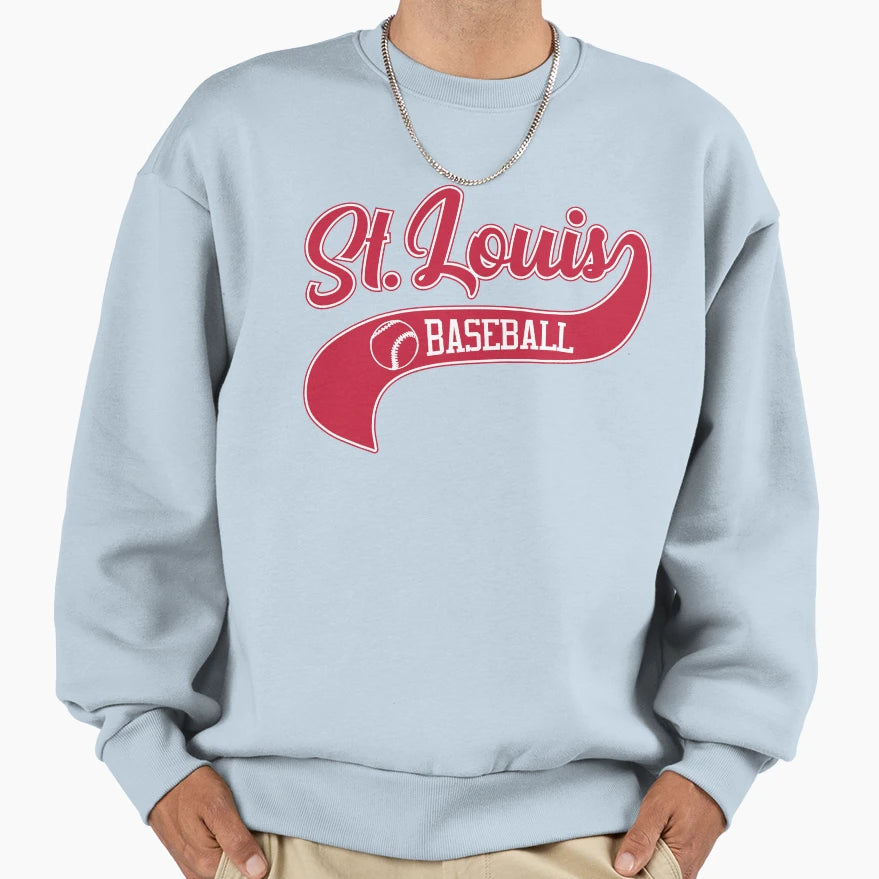 St Louis Baseball Swoosh Sweatshirt - Unique Graphic for Adults - T-Shirt, Sweatshirt, Hoodie